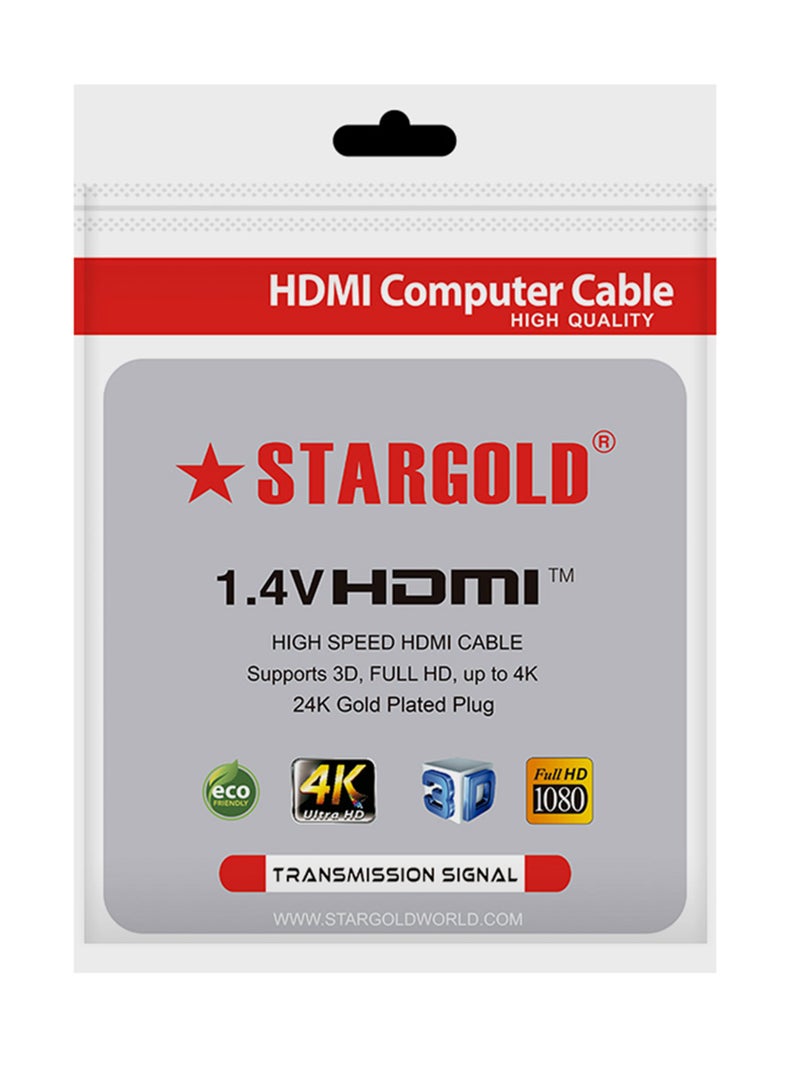 Stargold HIGH QUALITY 1.4VHDMI HIGH SPEED HDMI CABLE Supports 3D, FULL HD, up to 4K 24K Gold Plated Plug 1.5Meter - Image 2