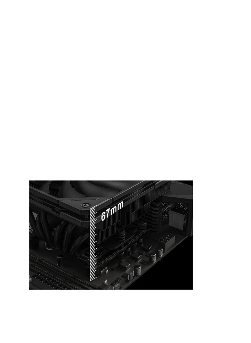 ID-COOLING IS-67-XT Black 67mm Height Low Profile CPU Cooler 6 Heatpipes CPU Air Cooler for HTPCs, ITX, and Small Form Factor Builds, 120x15mm Slim Fan, Support Intel LGA1700/1200/115X, AMD AM5/AM4 - Image 3