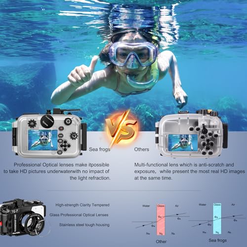 Starbea Seafrogs 60m/195ft Underwater Camera Housing for Olympus TG-7 – Waterproof Case with 52mm & 67mm Thread, Dual Fiber Optic Ports, Leak Detection, Stainless Steel Mounting Plate (TG-7-black) - Image 4