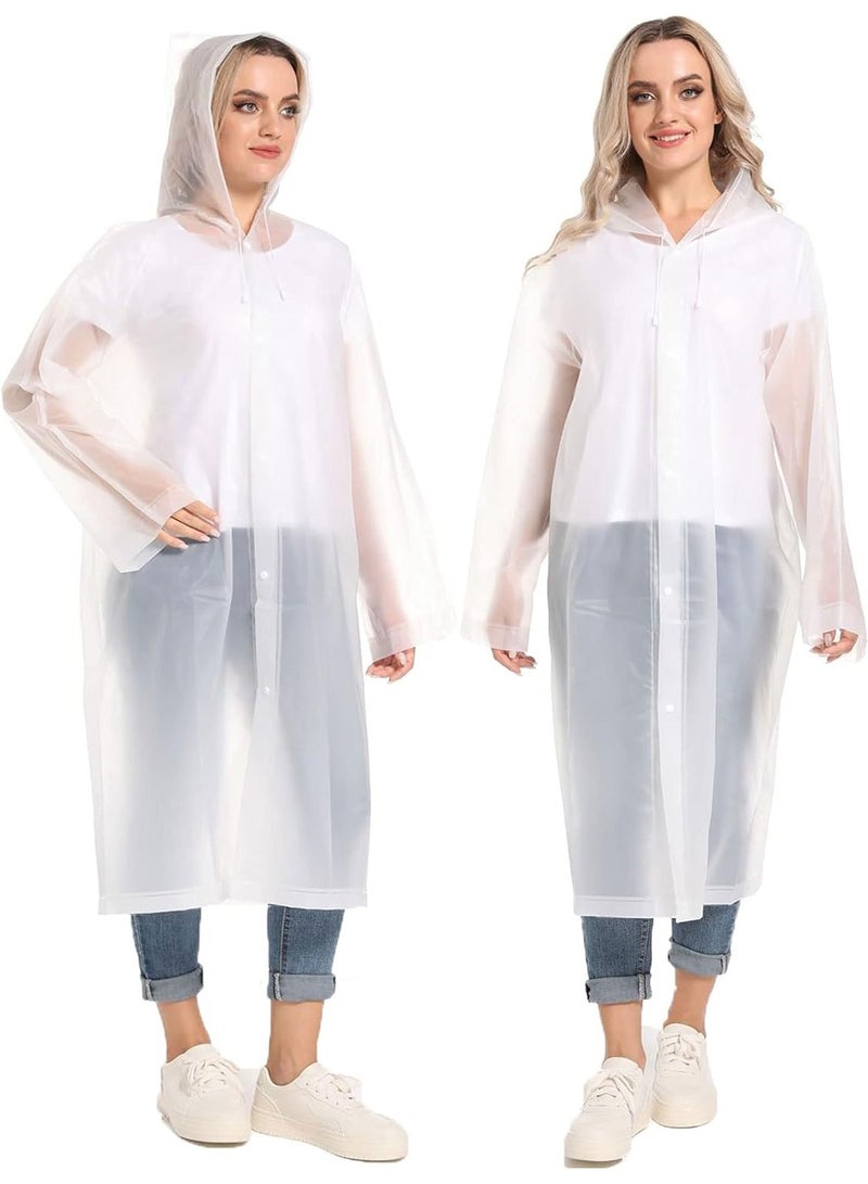 Generic Portable Transparent Rain Ponchos for Adults, EVA, Unisex, Reusable Raincoats Emergency Survival With Hoods And Sleeves, Universal size, White  - Image 2