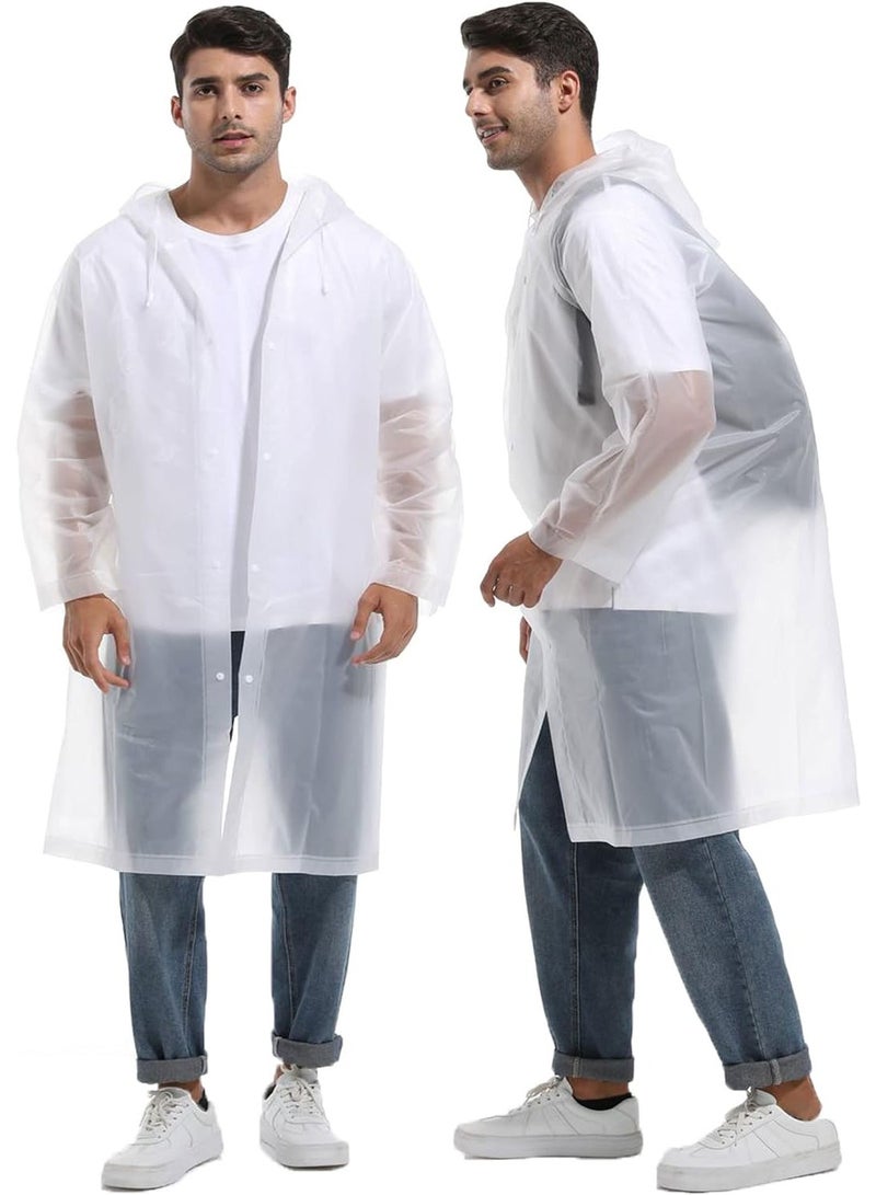 Generic Portable Transparent Rain Ponchos for Adults, EVA, Unisex, Reusable Raincoats Emergency Survival With Hoods And Sleeves, Universal size, White  - Image 3