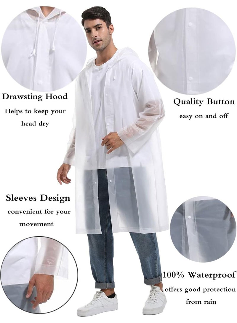 Generic Portable Transparent Rain Ponchos for Adults, EVA, Unisex, Reusable Raincoats Emergency Survival With Hoods And Sleeves, Universal size, White  - Image 4