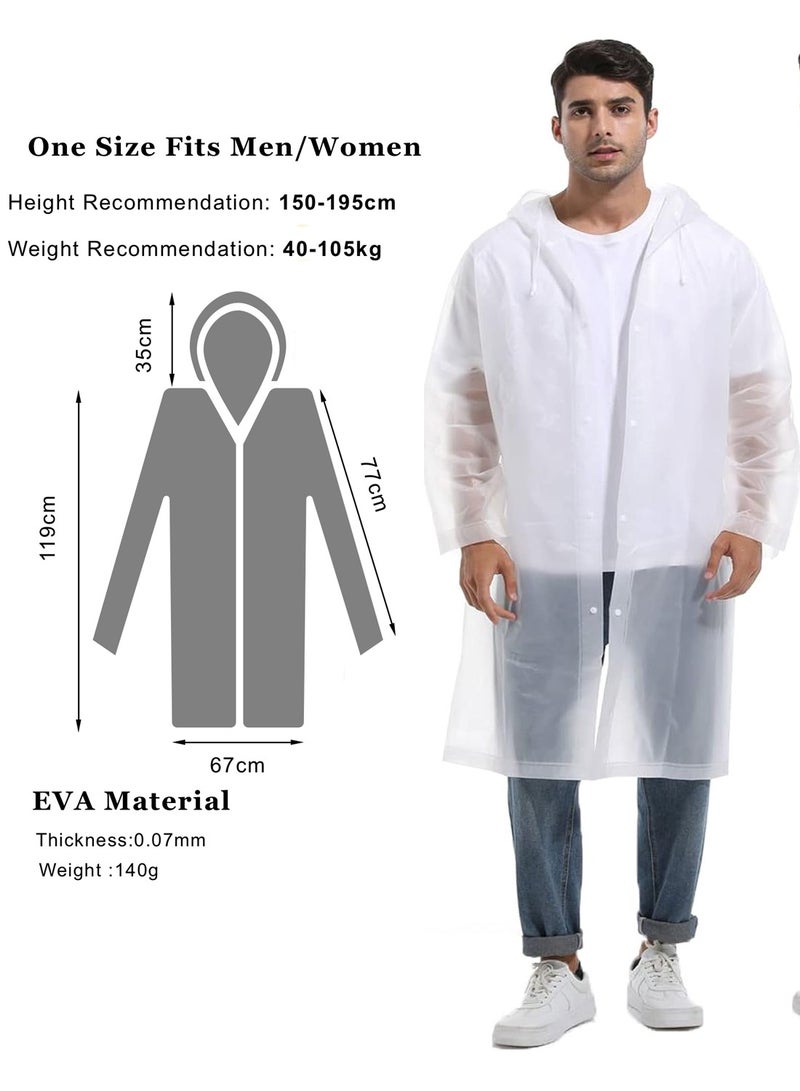 Generic Portable Transparent Rain Ponchos for Adults, EVA, Unisex, Reusable Raincoats Emergency Survival With Hoods And Sleeves, Universal size, White  - Image 5