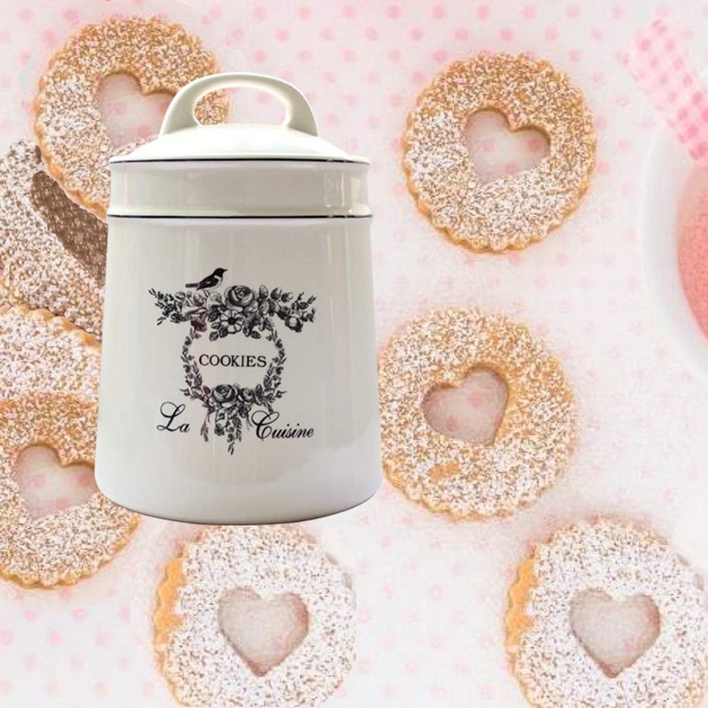 Lonovel Vintage Ceramic Cookies Jars,Retro Bird and Flower Design,Large Kitchen Organization Storage Canister with Airtight Lid,Seal Canister for Food Storage,Store Cookies,Biscuits,Dessert etc,Beige - Image 2