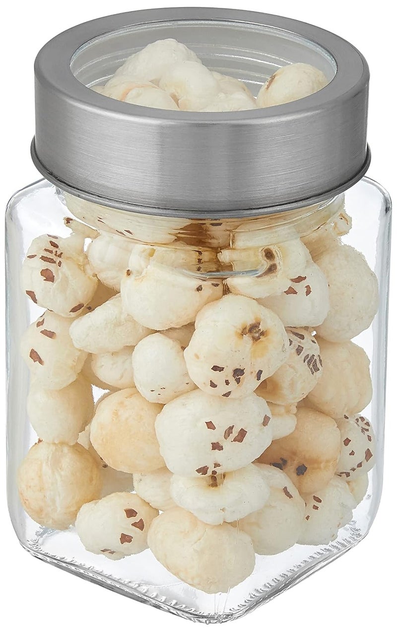 CROCO JAR Cube Storage Containers | Set of 6 | Glass Jar with Air Tight Steel Lid, 300 ml each, Transparent Jars for Snacks, Pulses, Masala, Pickles, Cereals, Cookies, Dry Food - Image 2
