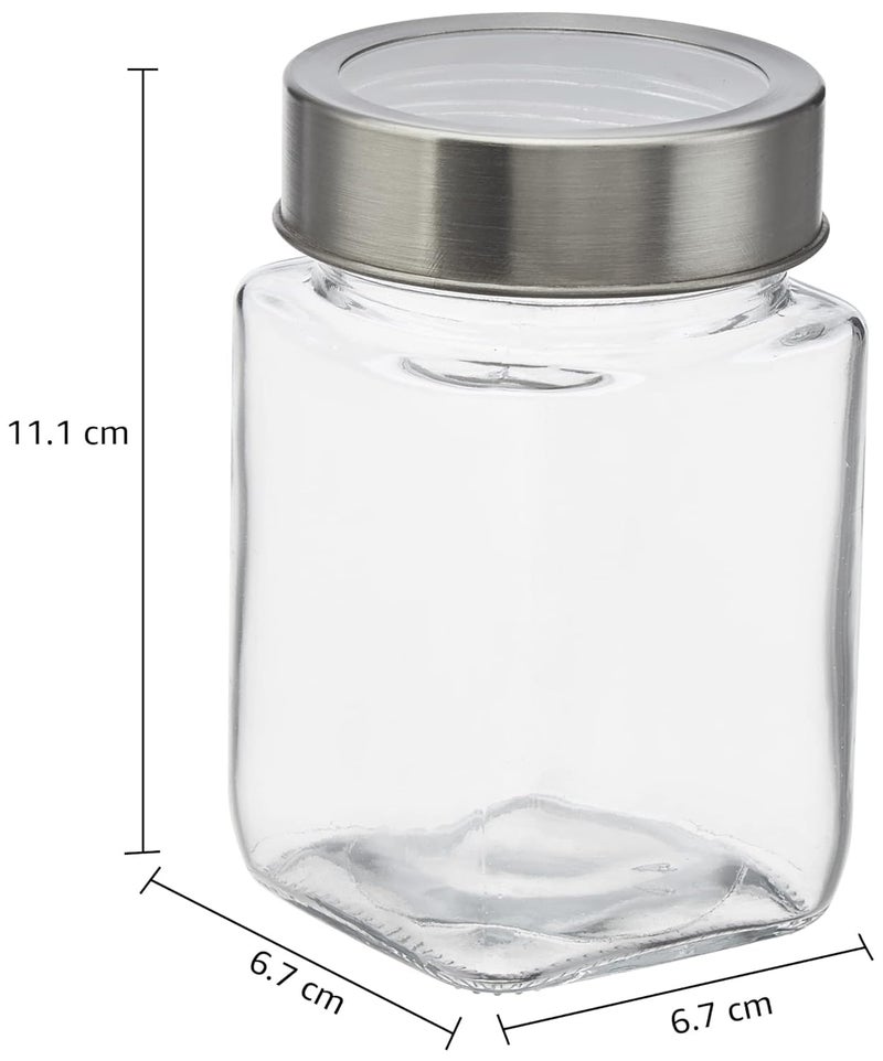 CROCO JAR Cube Storage Containers | Set of 6 | Glass Jar with Air Tight Steel Lid, 300 ml each, Transparent Jars for Snacks, Pulses, Masala, Pickles, Cereals, Cookies, Dry Food - Image 3