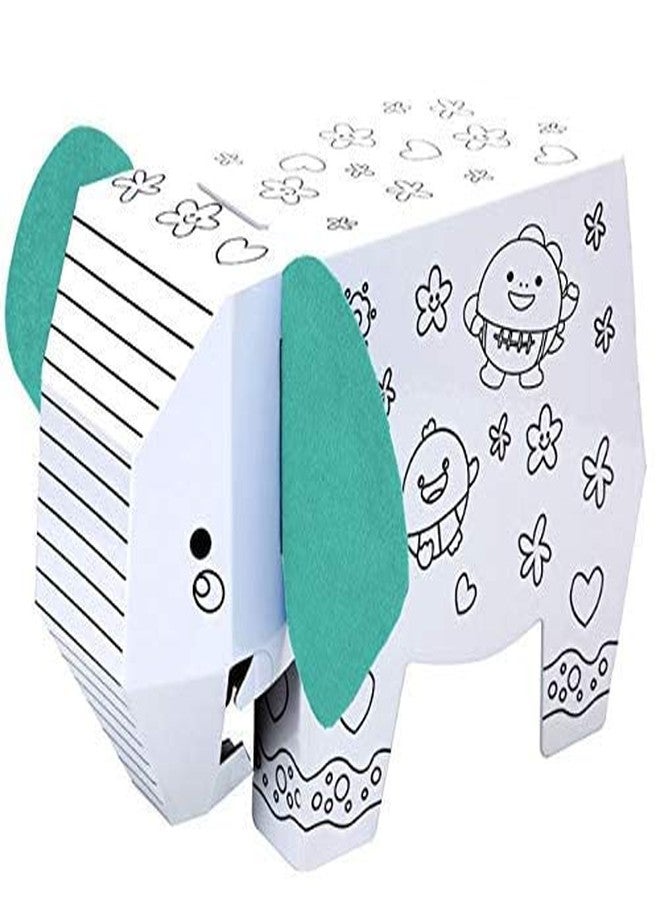 Crackles DIY 3D Paper Cardboard Folding Coloring Craft Animals Series- Pack of Thre Giraffe, Lion and Elephant - Image 3