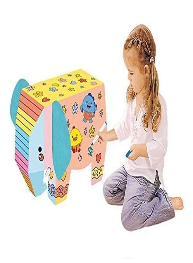 Crackles DIY 3D Paper Cardboard Folding Coloring Craft Animals Series- Pack of Thre Giraffe, Lion and Elephant - Image 5