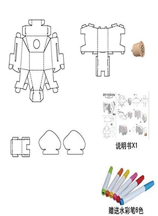 Crackles DIY 3D Paper Cardboard Folding Coloring Craft Animals Series- Pack of Thre Giraffe, Lion and Elephant - Image 2