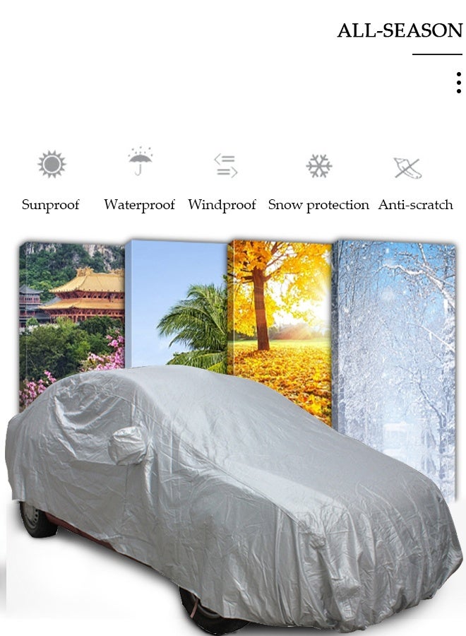 DUNISO أغطية سيارات كاملة، واقي من الشمس، حماية من الأشعة فوق البنفسجية، واقي من الشمس في الأماكن المغلقة، حماية من الحرارة، الغبار/الماء/الطقس، مضاد للأشعة فوق البنفسجية، مقاوم للخدش، بدلة سيدان عالمية 3XL - Image 3