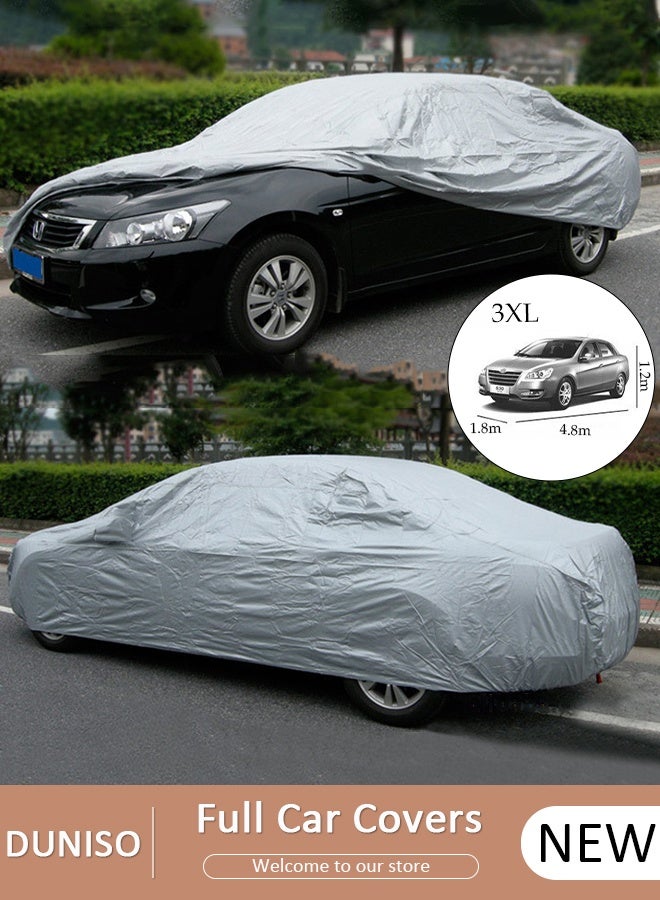 DUNISO أغطية سيارات كاملة، واقي من الشمس، حماية من الأشعة فوق البنفسجية، واقي من الشمس في الأماكن المغلقة، حماية من الحرارة، الغبار/الماء/الطقس، مضاد للأشعة فوق البنفسجية، مقاوم للخدش، بدلة سيدان عالمية 3XL - Image 1