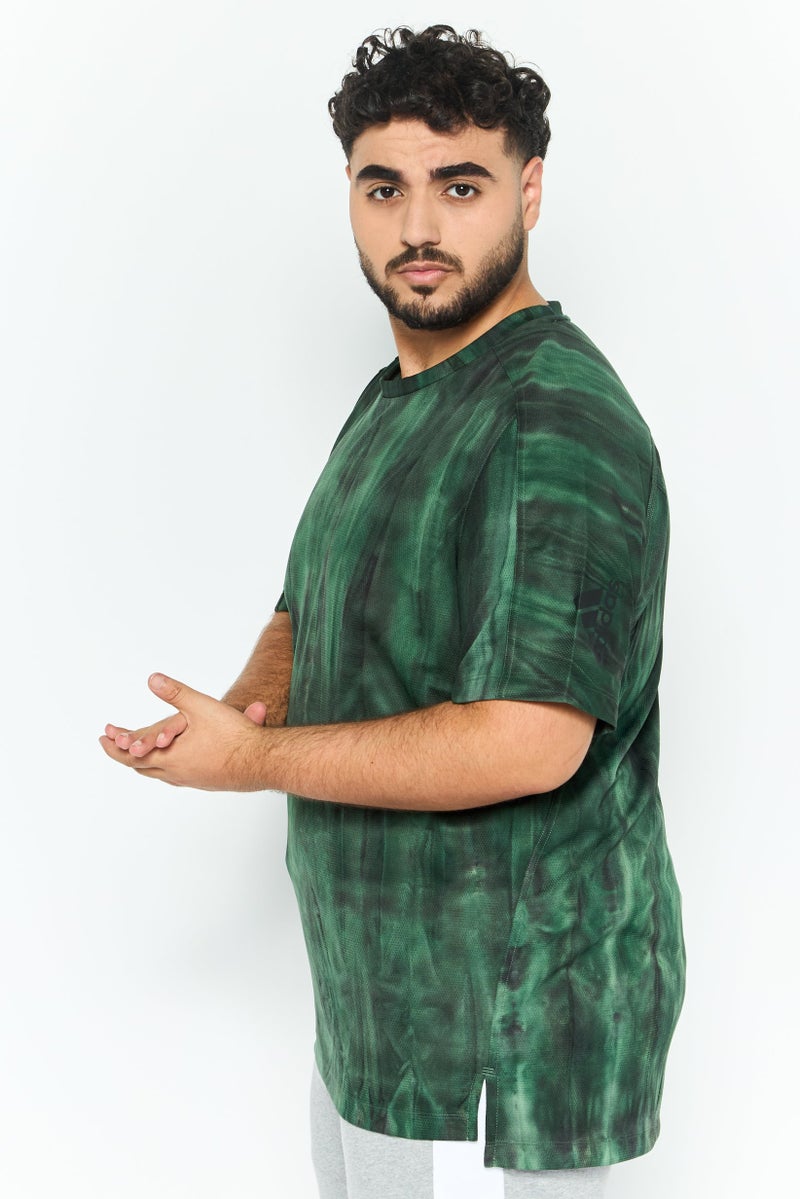 Adidas تي شيرت تدريب بأكمام قصيرة للرجال، رياضي، أخضر داكن - Image 3