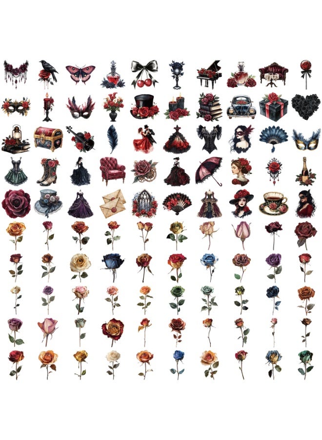 NIBEMINENT 100 Pcs Flowers and Roses Deco Kit Waterproof Stickers, High Definition Printing Bright Colors, Suitable for Laptop Skateboard Luggage Water Bottle Guitar DIY - Image 2