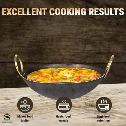 Snevad Honeycomb Non Stick Fry Pan Round Stainless Steel Kadai for Cooking & Deep Frying with Strong Handle Kadai Non Stick Rice Pot Best Frying Pan Wok Heavy Base Lokhandi Kitchen Induction Friendly - Image 3