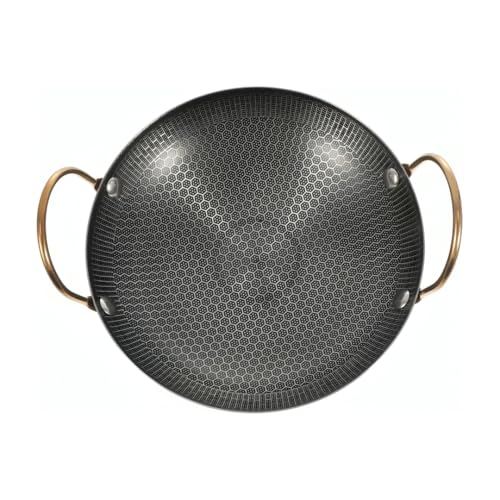 Snevad Honeycomb Non Stick Fry Pan Round Stainless Steel Kadai for Cooking & Deep Frying with Strong Handle Kadai Non Stick Rice Pot Best Frying Pan Wok Heavy Base Lokhandi Kitchen Induction Friendly - Image 1