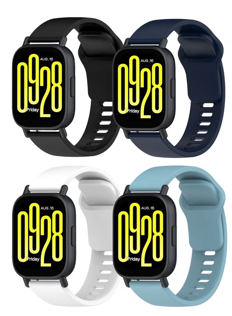 4 Pcs Silicone Strap Compatible with Redmi Watch 5 Active/Redmi Watch 5 Lite(Black + Blue + Light Blue + White) - Image 1
