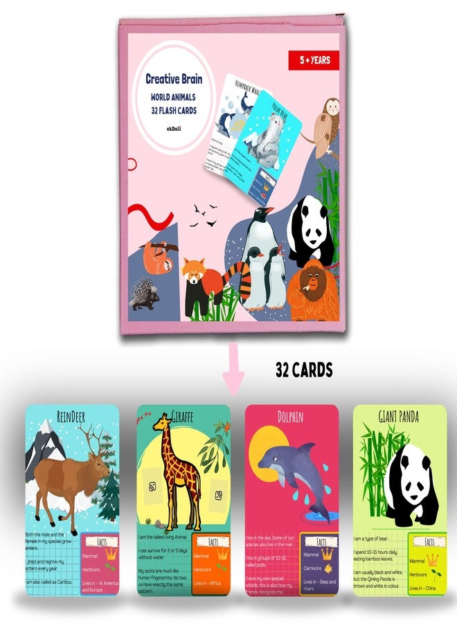 EKDALI Creative Brain Flash Card: Learn in 4 Minutes| Animals of The World| Gift for Ages 5 and up | Super Fun for Starting Conversations in Family. - Image 2