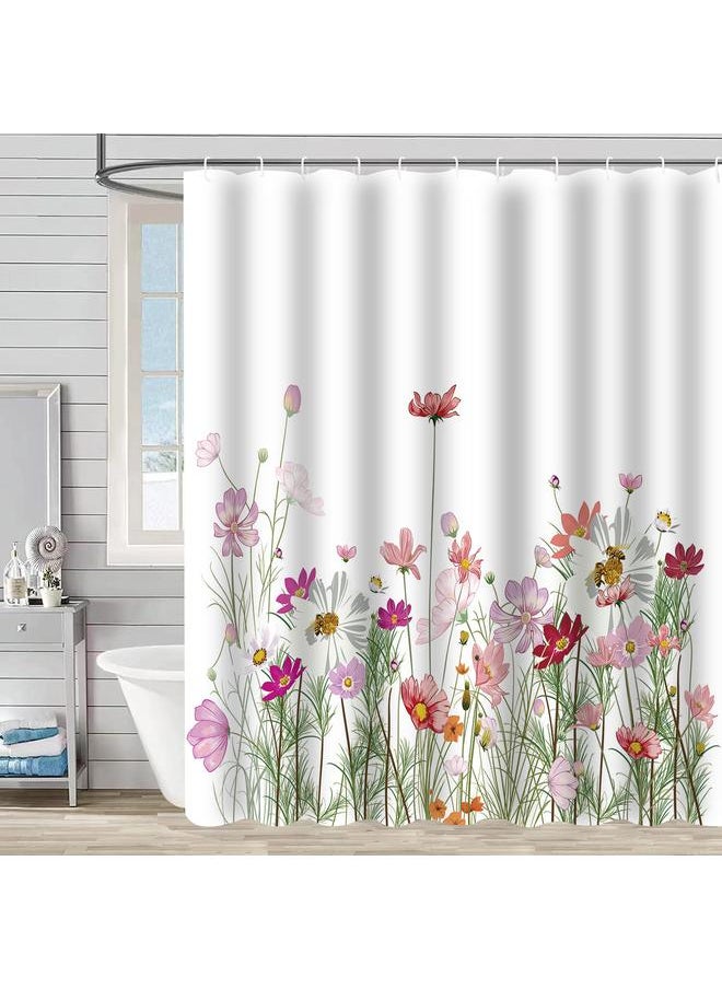 Bluejw Polyester Shower Curtain  Explosions Flowers And Plants Watercolor Bathroom Four-piece Dry And Wet Separation Isolation Waterproof Bath  - Image 1