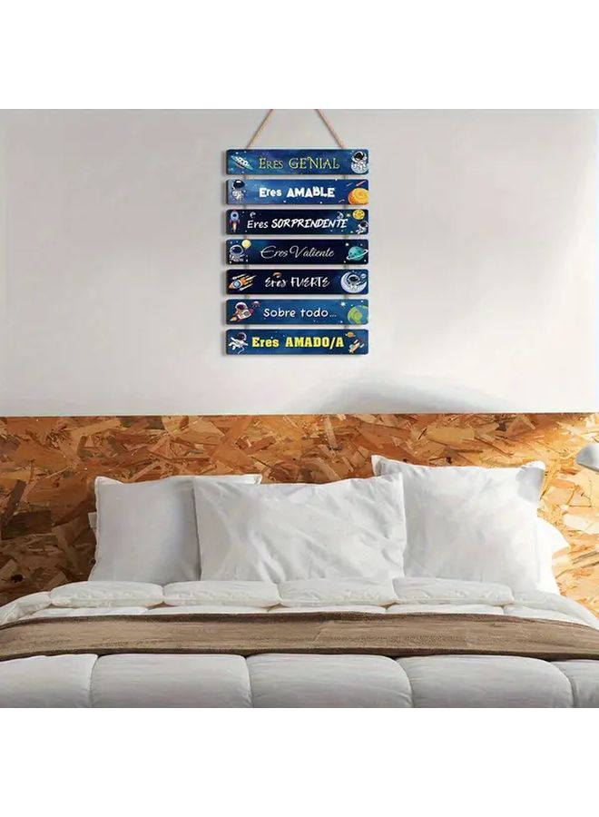 ديكور خشبي كلاسيكي للجدار ذو طابع فضائي مع تصاميم رائد فضاء وصاروخ وكوكب - Image 2