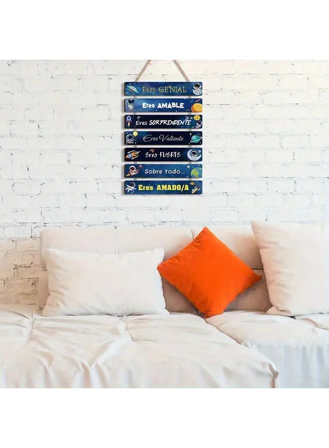 ديكور خشبي كلاسيكي للجدار ذو طابع فضائي مع تصاميم رائد فضاء وصاروخ وكوكب - Image 5