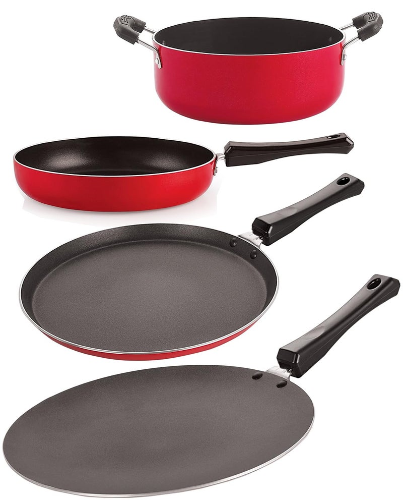 Nirlon Nirlon NonStick 3 Layer Coated Aluminium 4 Piece Odor Free Healthy Kitchenware Essential Combo Gift Set Offer  - Image 1