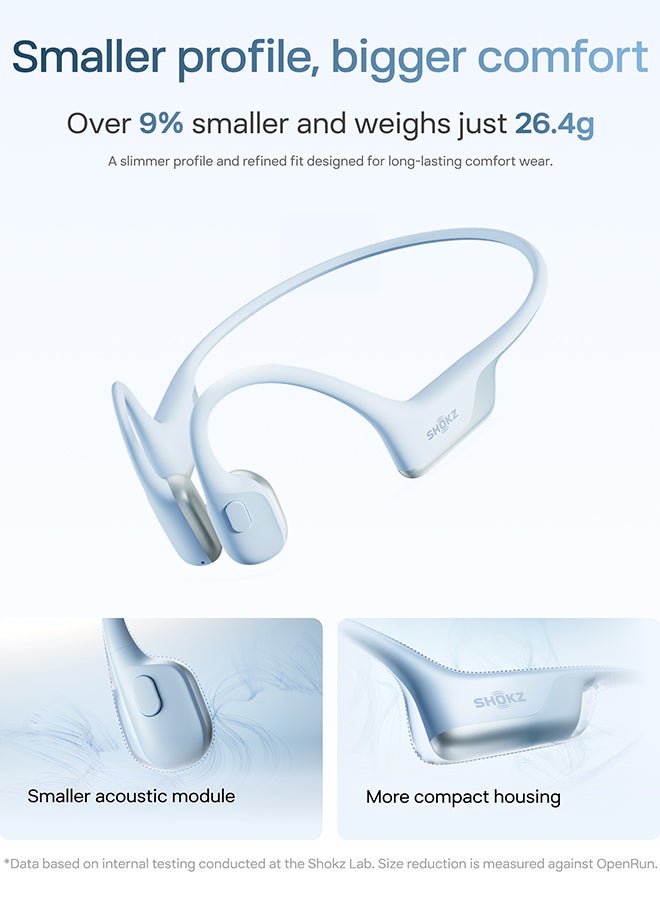 Shokz OpenRun Air 2 Open-Ear Bone Conduction Headphones, Lightweight, Secure Fit, Dual Wind-Resistant Mics, IP67, Bluetooth 6.0, 10H; Running and Cycling Ice Blue - Image 3
