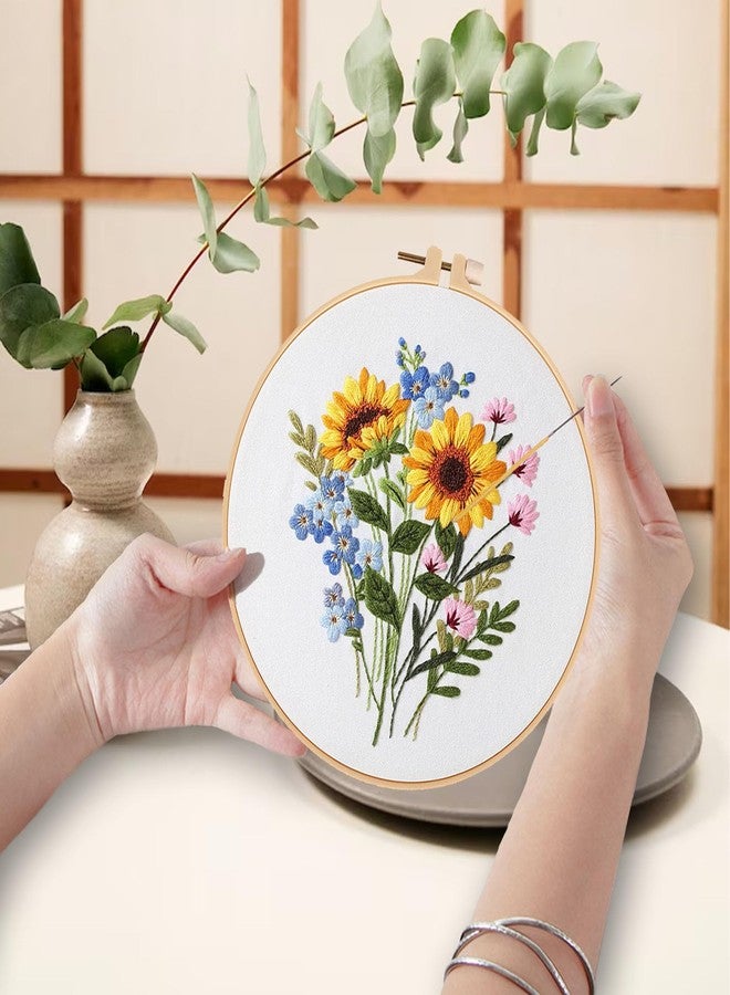 Ohcol 3 Sets Embroidery Kit for Beginners Cross Stitch Kits Needlepoint Kits Crafts for Adults with 3 Embroidery Hoops Easy-to-Follow Operating Instructions,Needle Point Kits with Flowers Patterns - Image 3