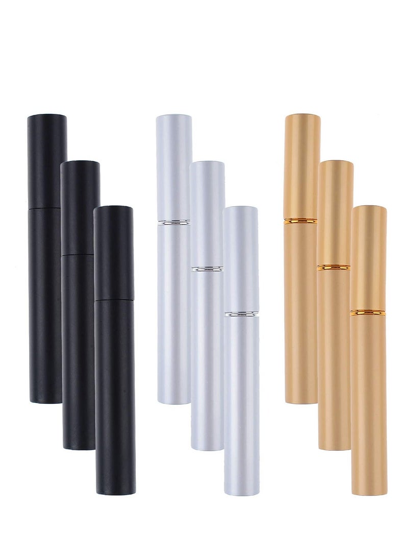 كاست ويف 9 قطع 5 مل أنابيب كحل فارغة مع عصا ، زجاجة سائلة من الألومنيوم لنمو الرموش ، حاوية ماسكارا قابلة لإعادة الملء ، قوارير شفاه محمولة لأداة عينة مستحضرات التجميل التجميلية DIY ، 3 ألوان - Image 1