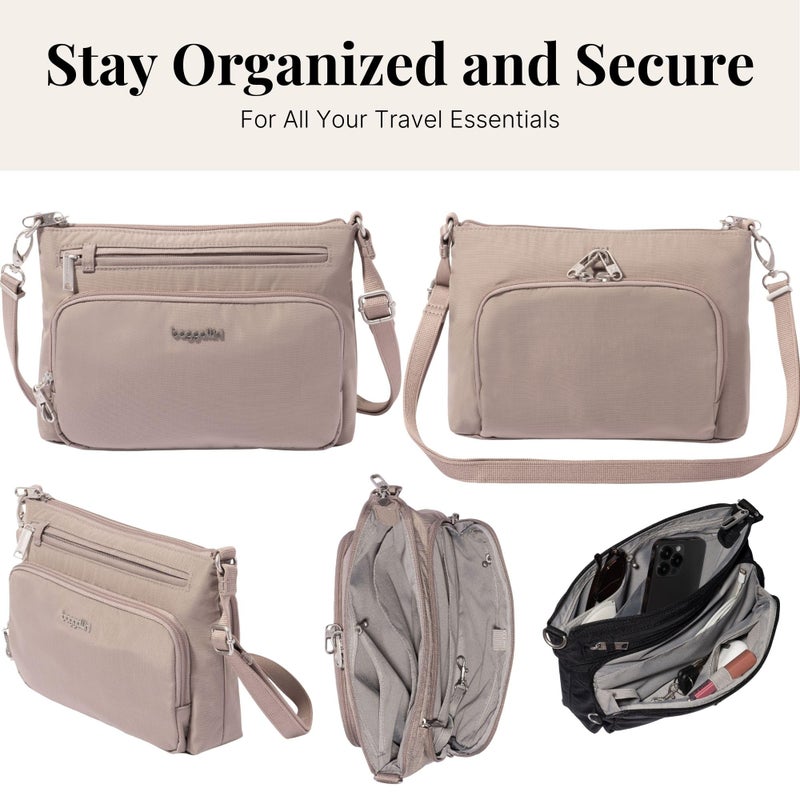 Baggallini Securtex Anti-Theft Keepsake Crossbody - 9.8â€x7â€x1.9" Travel Safe Bag w/Locking Zippers, Slash-Resistant, RFID - Image 5