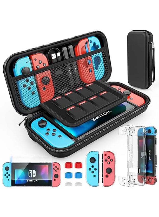 General Carrying case for Nintendo Switch with screen protector, 9-in-1 Nintendo Switch accessory kit and 6-pack thumb grip case for Nintendo Switch  - Image 1