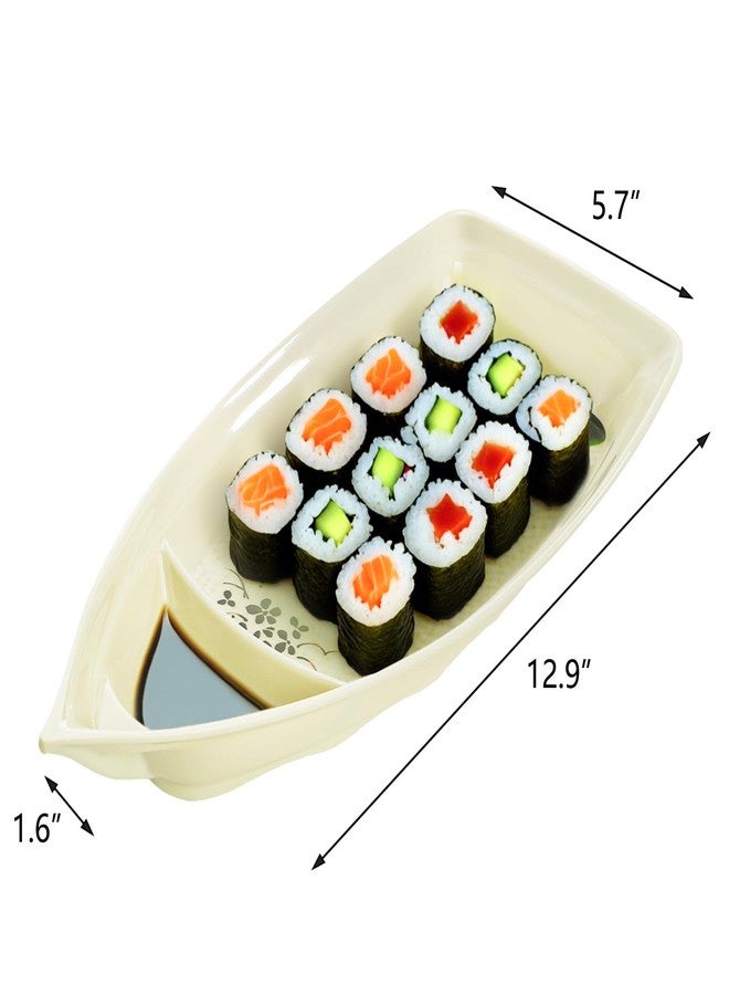 Hedume 2 Pack Sushi Boat Shape Plate, Sushi Sashimi Serving Tray, Nearly Unbreakable Melamine Plastic Plate, Top Dishwasher Safe, 12.9 x 5.7 Inch - Image 3