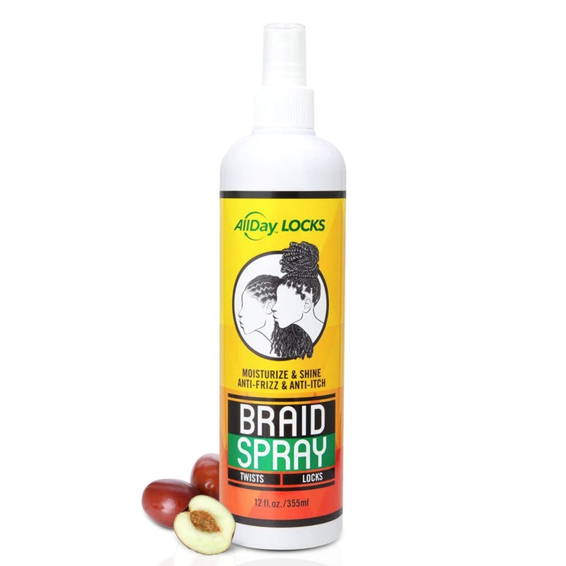 AllDay Locks Braid Spray - Refreshing Hydration for Braids, Dreadlocks, and More, Hydrating Hair Care for Braiding, Moisturizing Spray for Women and Men, Alleviates Itchy & Dry Scalp - 12 oz Bottle - Image 1