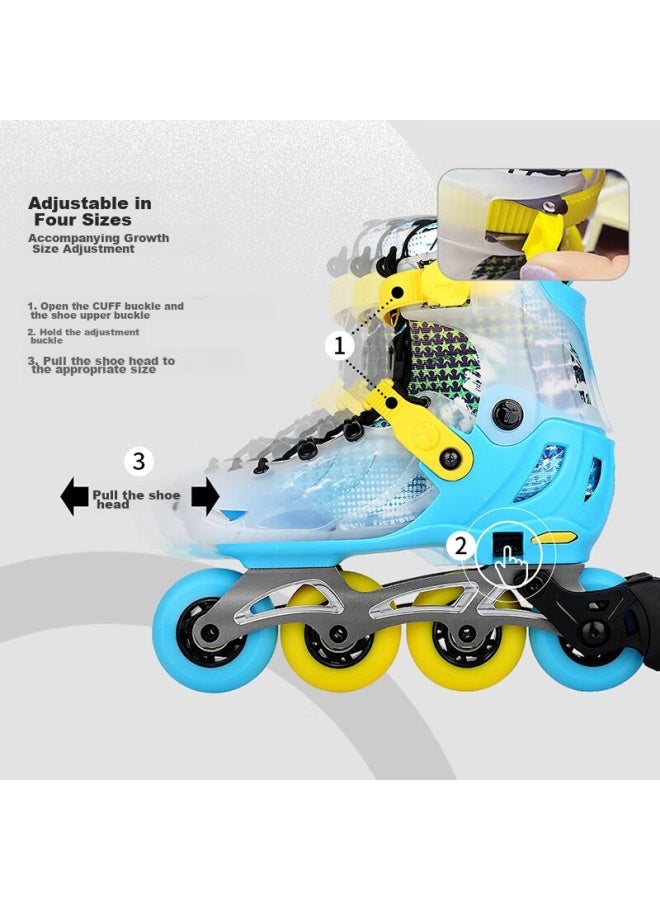Meter high Migao Roller Skates For Children, Inline Skates For Boys And Girls, Flat Skate Shoes, Complete Set, Adjustable Straight Wheels, S7 Pink Set, Size L - Image 2