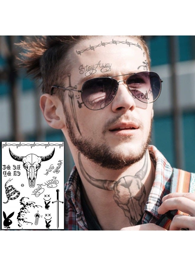 4 Sheets Halloween Face Tattoos Stickers Face Makeup Tattoo Set Face Neck Hands Arm Body Art Tattoos Halloween Temporary Tattoos for Women Kids Men Halloween Costume Accessories