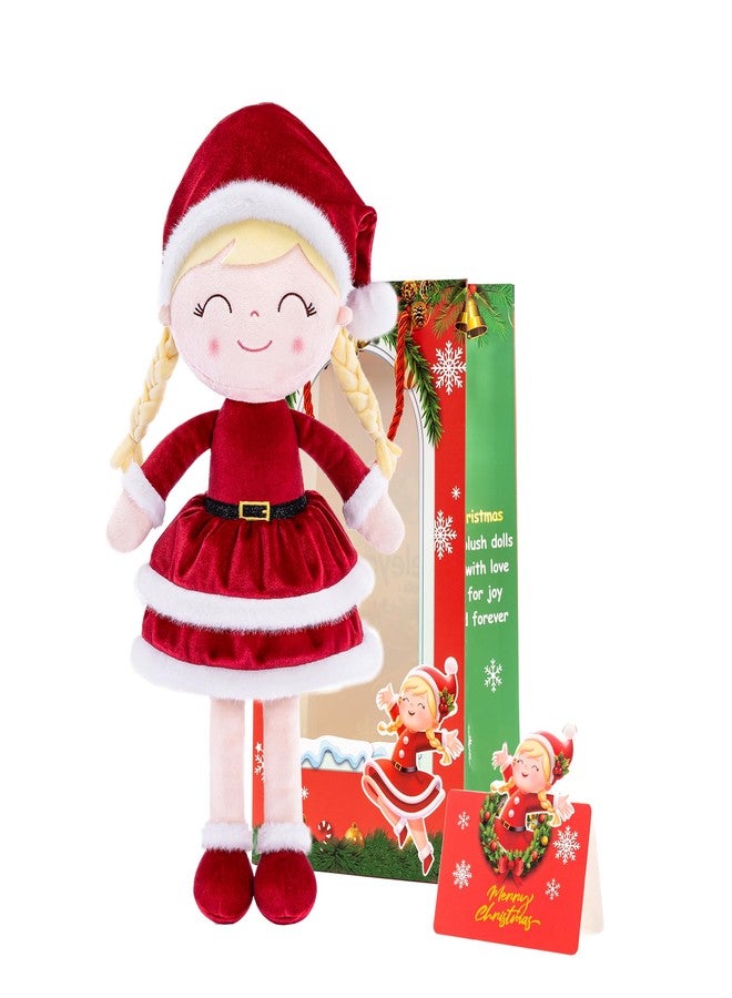 Gloveleya Soft Plush Doll Christmas Girl Dolls with Red Dress, Gift Box & Free Card - Perfect Holiday or Birthday Gift for Toddlers 2-8 Ages - Image 1