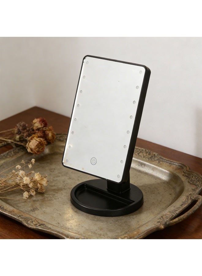 LED ضوء ماكياج طاولة طاولة غنى مرآة سطح المكتب 360 درجة تدوير التخزين لمس استشعار ماكياج مرآة - Image 3