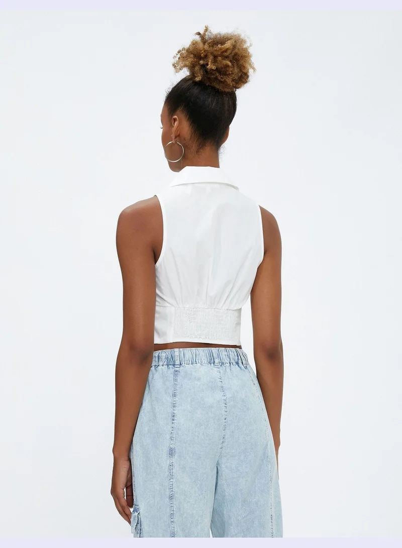 KOTON Crop Shirt Sleeveless Corset Cotton