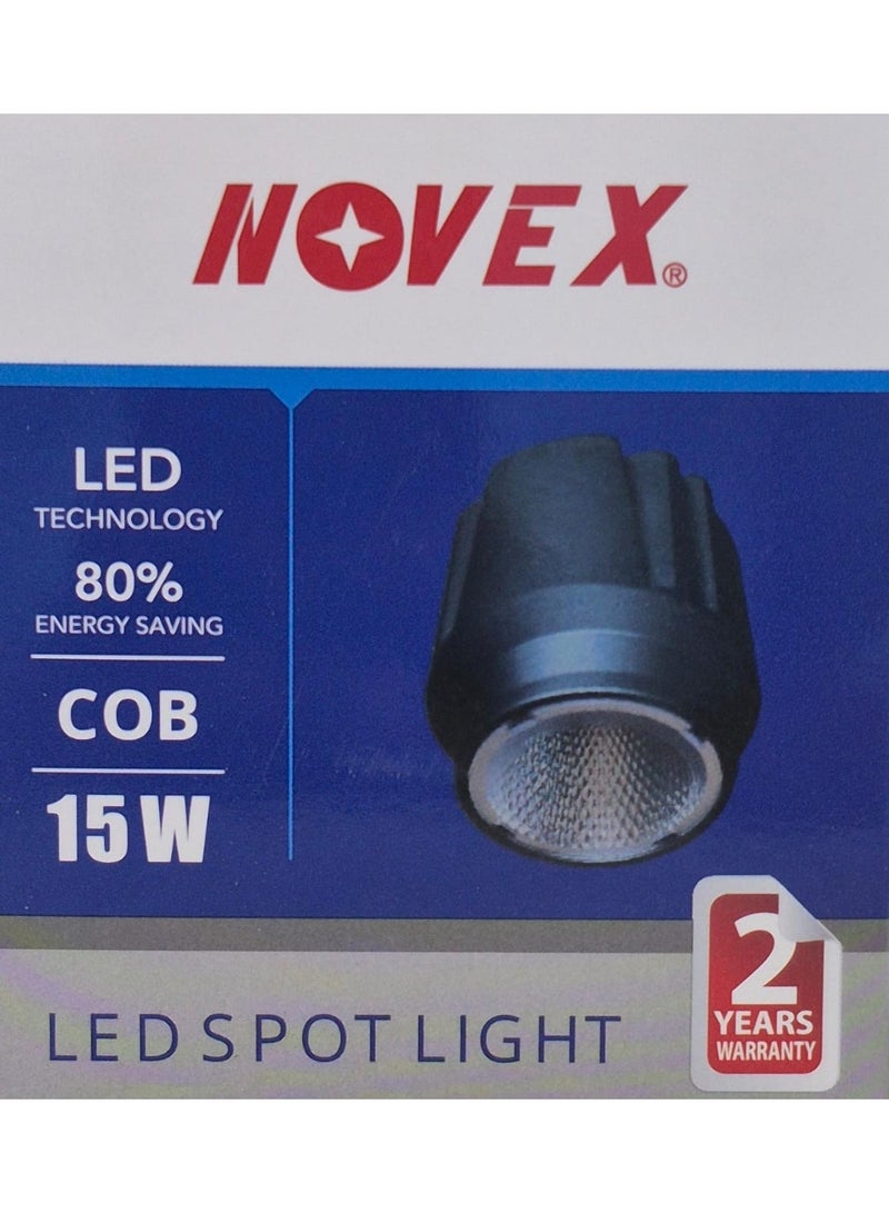 نوفيكس كشاف NOVEX بقوة 15 واط COB LED بدرجة 4000K – سبوت لايت عالي السطوع راكب بالسقف | إطار مضاد للوهج | هيكل متين من الألمنيوم | موديل NCOB-SL-15-4K - Image 4