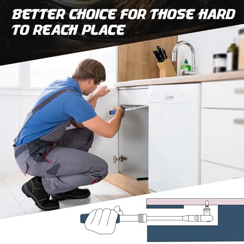 DISEN 3/8" Drive Extendable Ratchet,72-Tooth Flex-Head Ratchet Wrench with Quick Release Locking，Soft-Grip with Reversible Switch,Full-Polished Chrome Plating - Image 5