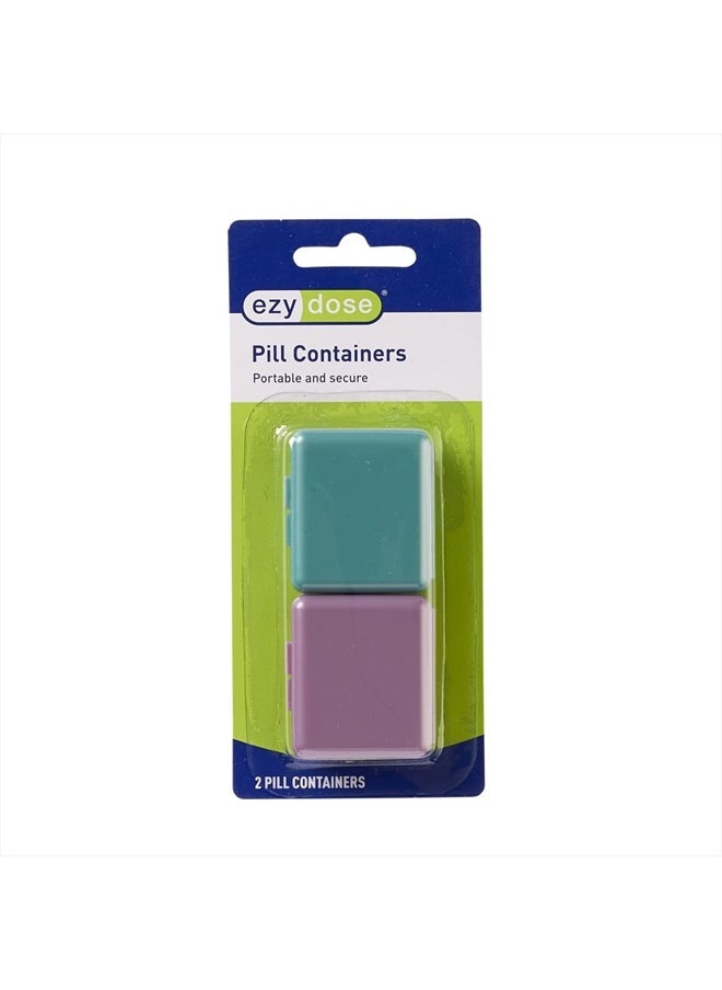 Ezy Dose Daily Travel Pocket Pharmacy Pill Organizer, Vitamin Organizer, Medicine Container, Portable Pill Box, Colors May Vary, 2-Pack  - Image 1