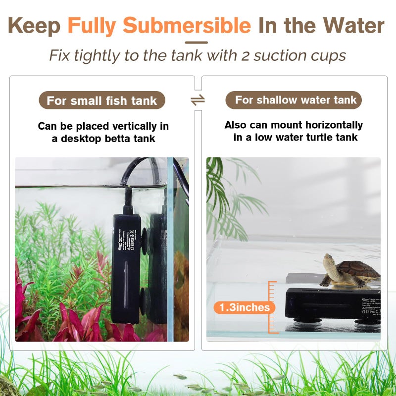 hygger Mini Fish Tank Submersible Heater 20W for 1-5 Gallons Desktop Betta Aquarium Heater with Digital Display Controller Adjustable Temperature - Image 5