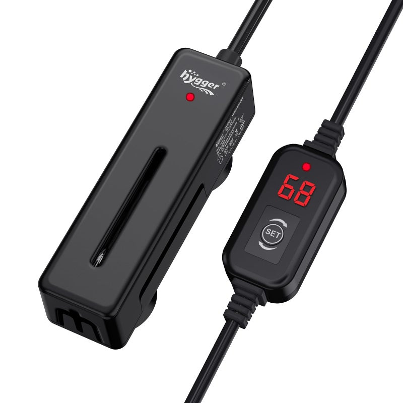 hygger Mini Fish Tank Submersible Heater 20W for 1-5 Gallons Desktop Betta Aquarium Heater with Digital Display Controller Adjustable Temperature - Image 1