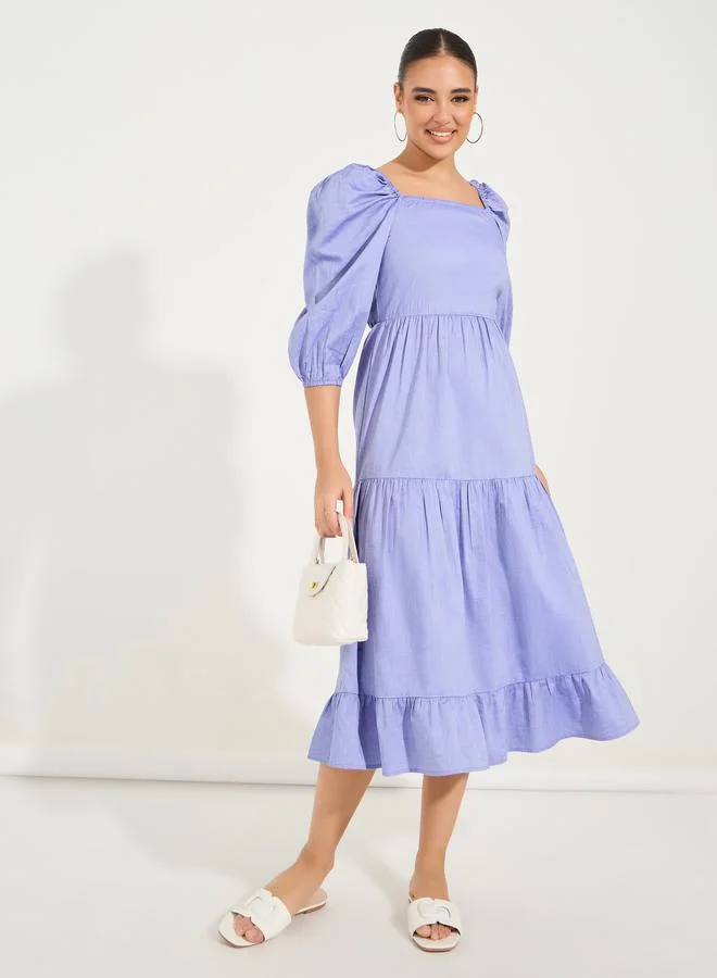 Styli Tiered Puff Sleeve Dress