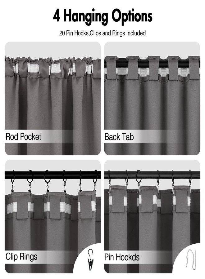 ANRODUO Back Tab Blackout Curtains for Bedroom Living Room, Rod Pocket Pinch Pleated Thermal Insulated Room Darkening Curtains 84 Inches Long 2 Panels, Grey, 42 x 84 Inch - Image 4