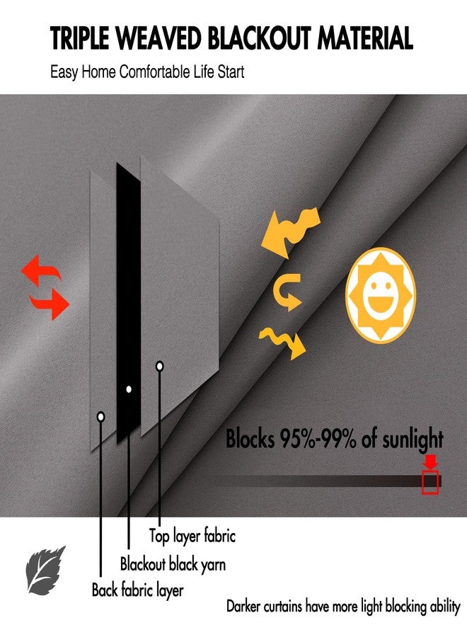 ANRODUO Back Tab Blackout Curtains for Bedroom Living Room, Rod Pocket Pinch Pleated Thermal Insulated Room Darkening Curtains 84 Inches Long 2 Panels, Grey, 42 x 84 Inch - Image 2