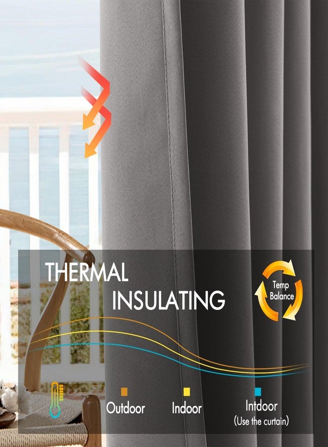 ANRODUO Back Tab Blackout Curtains for Bedroom Living Room, Rod Pocket Pinch Pleated Thermal Insulated Room Darkening Curtains 84 Inches Long 2 Panels, Grey, 42 x 84 Inch - Image 3