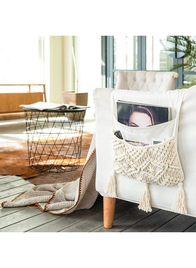 LAMAY Sofa Armrest Organizer Remote Control Holder Couch Bedside Armchair Caddy Storage Basket Bag for TV Remote Control, Magazine, Books, Cell Phone - Image 4
