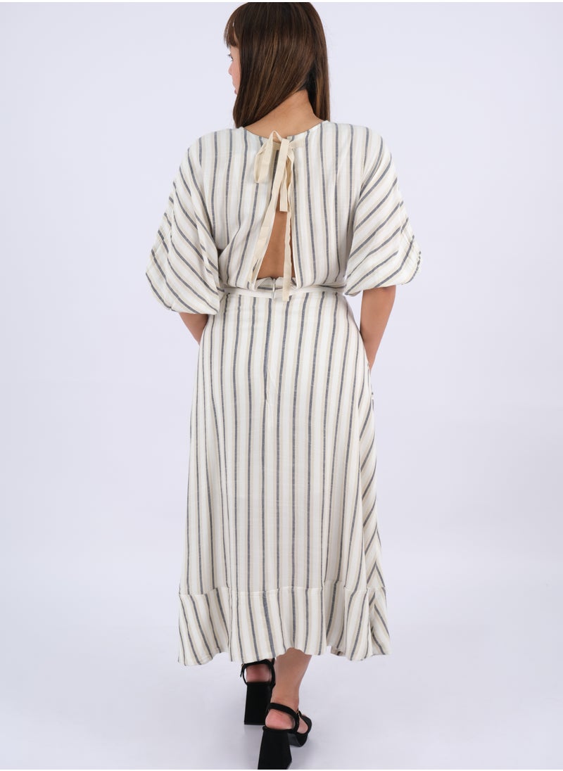 ONLY - Women’s Two Pockets Striped Casual Dress in Business Pinstripe - Image 1