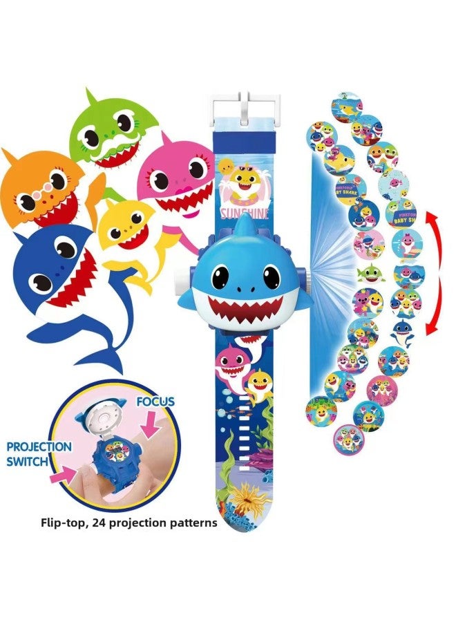 Ottello Children's Projection Watch Zeta Jedman Kindergarten Primary School Students Luminous Time And Date Electronic Watch-Color:Shark ]-Specifications:opp Bag  - Image 1