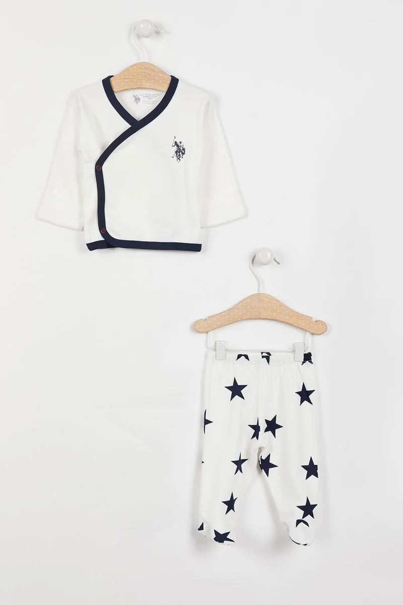 U.S. Polo Assn. BASE. Polo Assn. Base. Polo Assn Licensed Cream Baby Boy 5-Piece Hospital Discharge Set